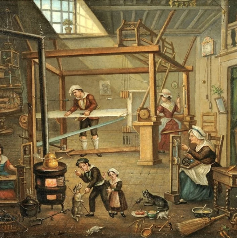 Atelier de canut — peinture d'un atelier de tissage du 19ème siècle